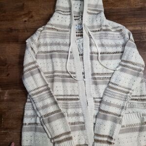 American Eagle Outfitters Cream and Brown Cardigan